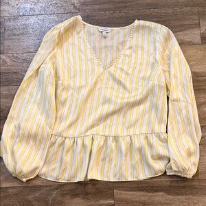 Nine West Yellow and White Striped Blouse